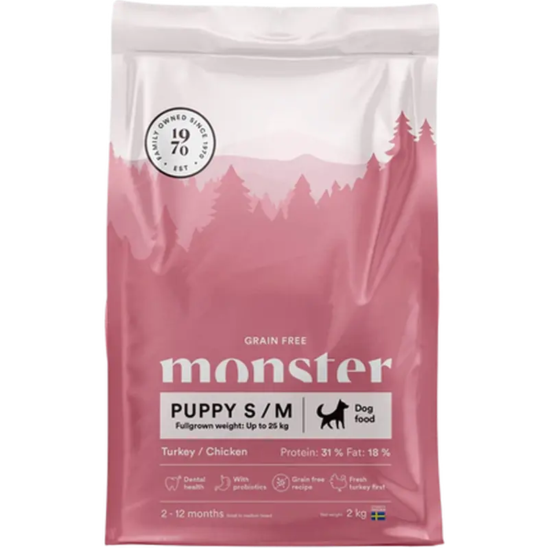 Monster Pet Food Dog Original Grain Free Puppy S/M Turkey & Chicken