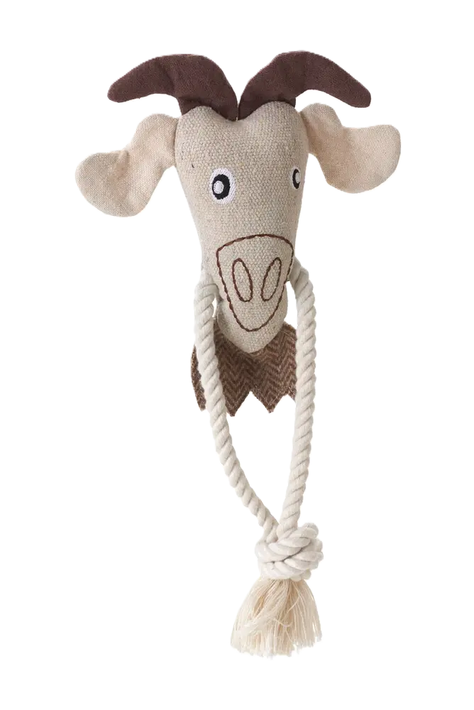 Hunter Dog Toy Nebraska Goat w rope Cotton Beige 30 cm
