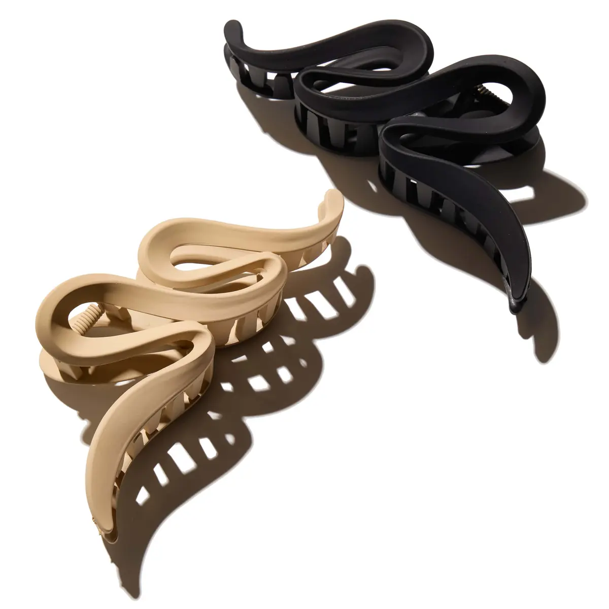 Hairlust Large Claw Hair Clips Wave 2 Pack Black/Beige