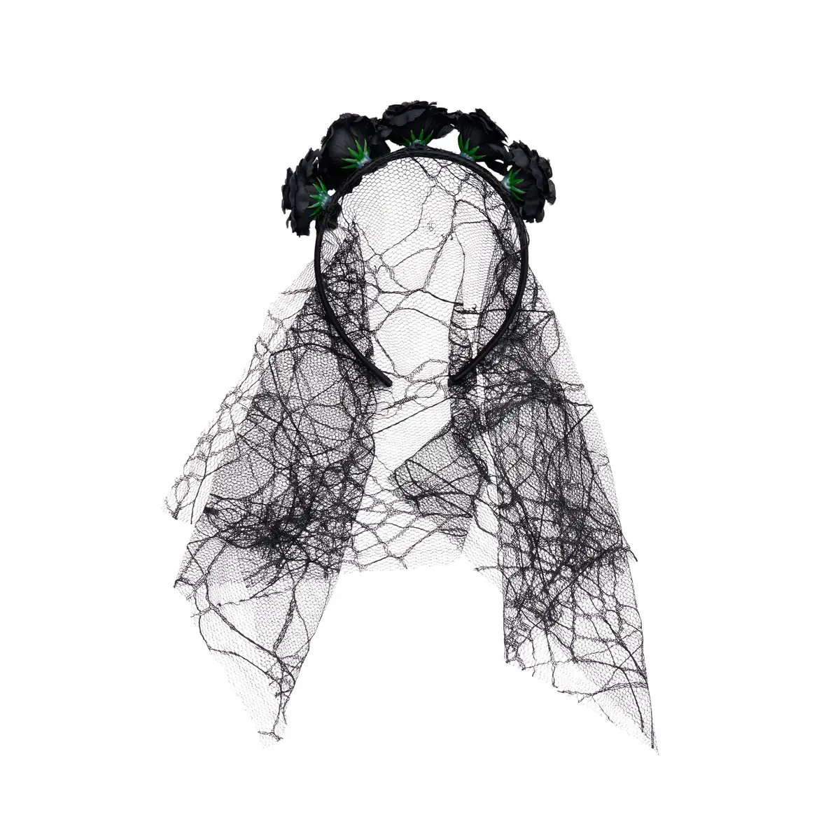 KICKS Beauty Flower Veil Headband Black