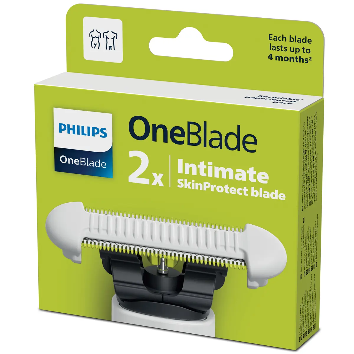 Philips OneBlade Intimate SkinProtect Blade 2 Pack White