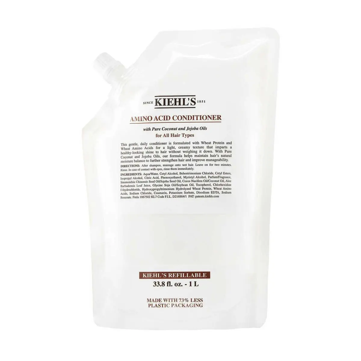 Kiehl’s Amino Acid Conditioner with Pure Coconut Oil Refill Pouch 1000 ml, Refill