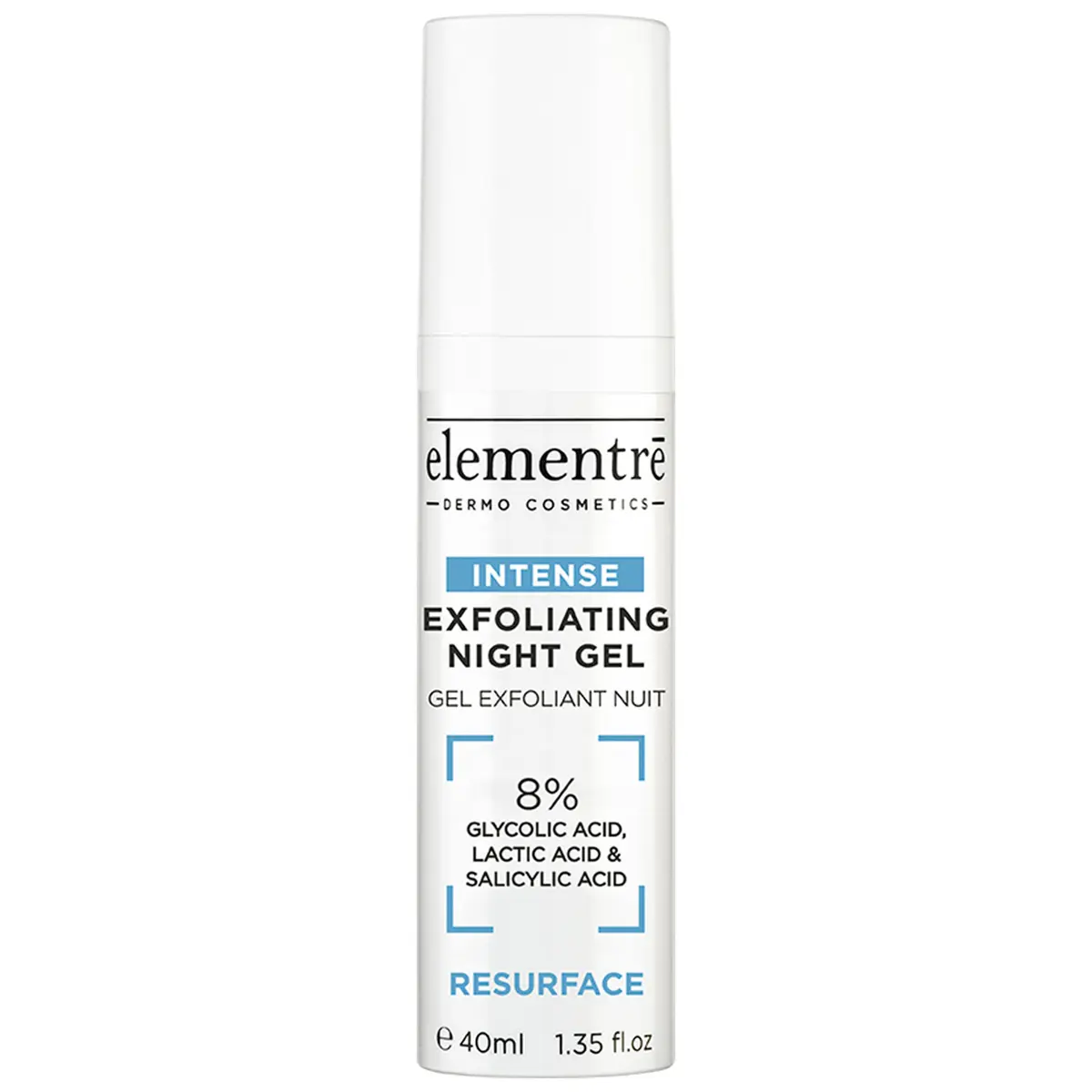 elementrē Exfoliating Night Gel - 8% Glycolic, Lactic, Salicylic Acids 40 ml
