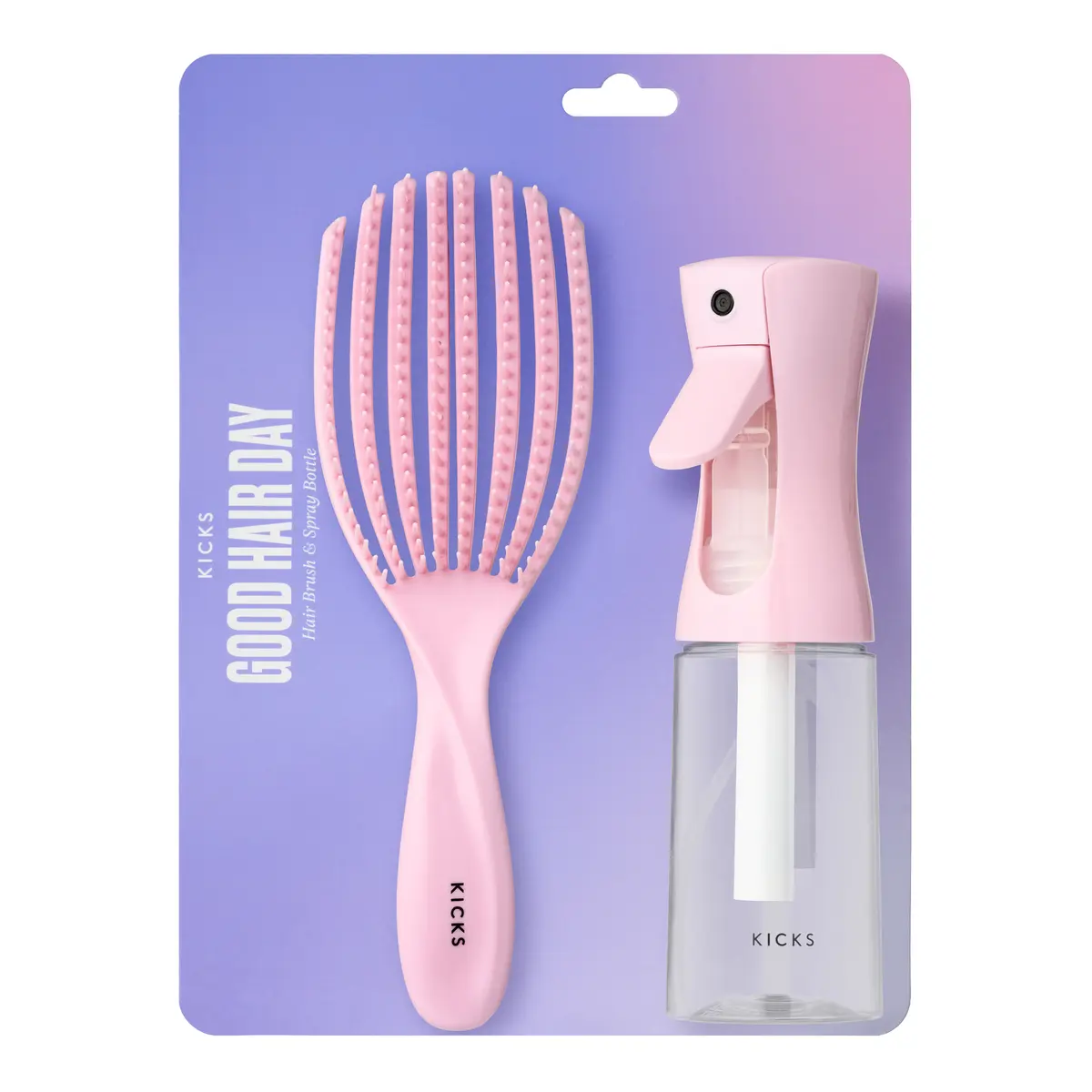 KICKS Beauty Spray Bottle & Claw Brush Set Pink