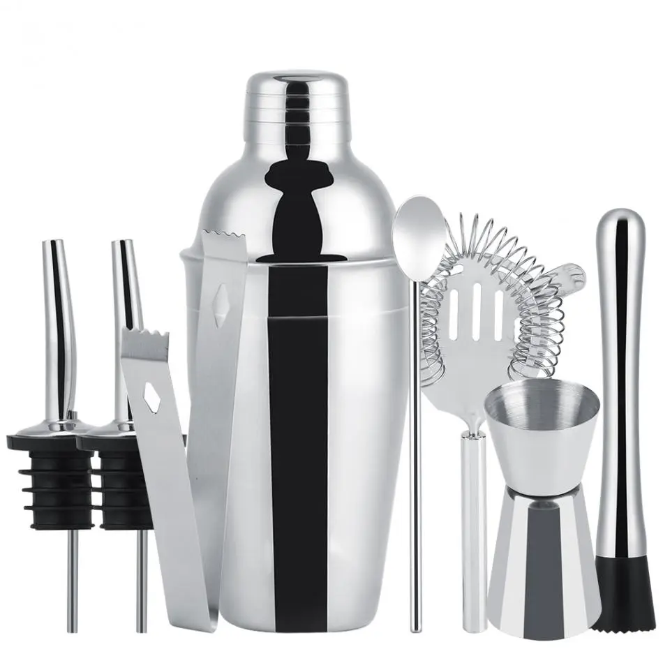 8-delt cocktailsett, barsett, shaker 550ml - Rustfritt stål