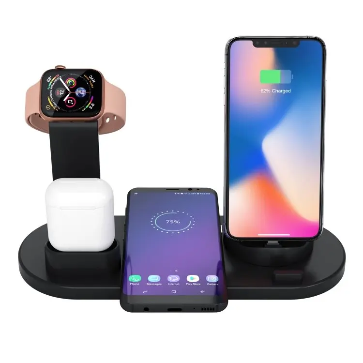Ladestasjon for mobil, Apple Watch og AirPods - Induksjon - Svart