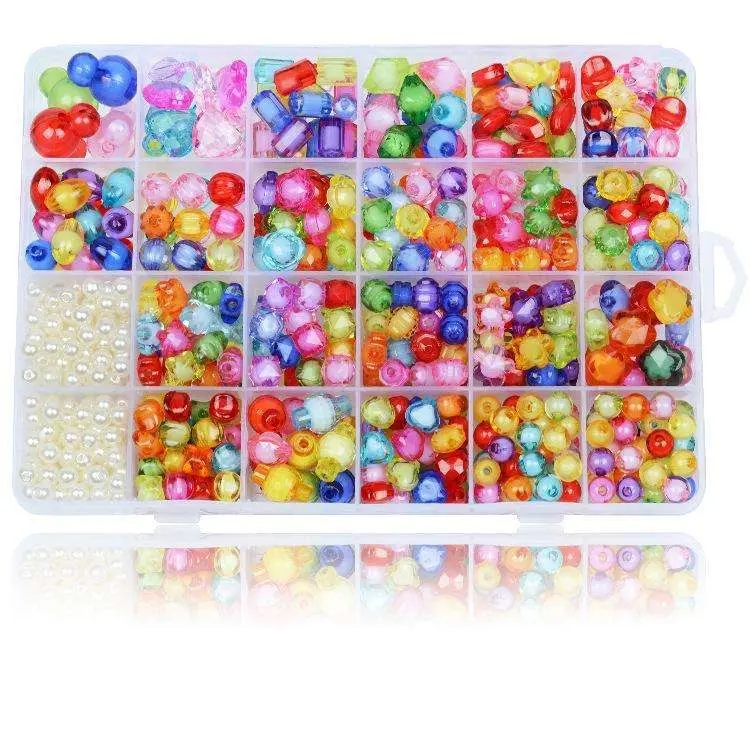 DIY - Perleboks - Akrylperler - Mix - 500 stk - Smykkefremstilling