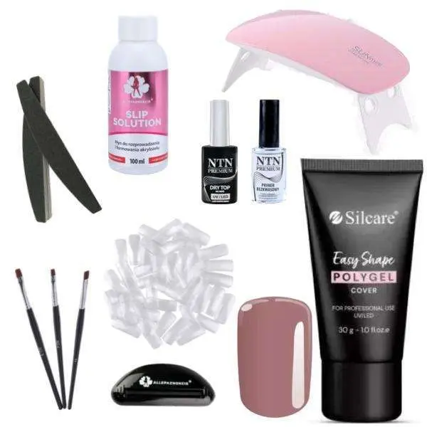 11 stk Acrylic Gel - Poly Builder Gel Kit med LED-lampe - Deksel