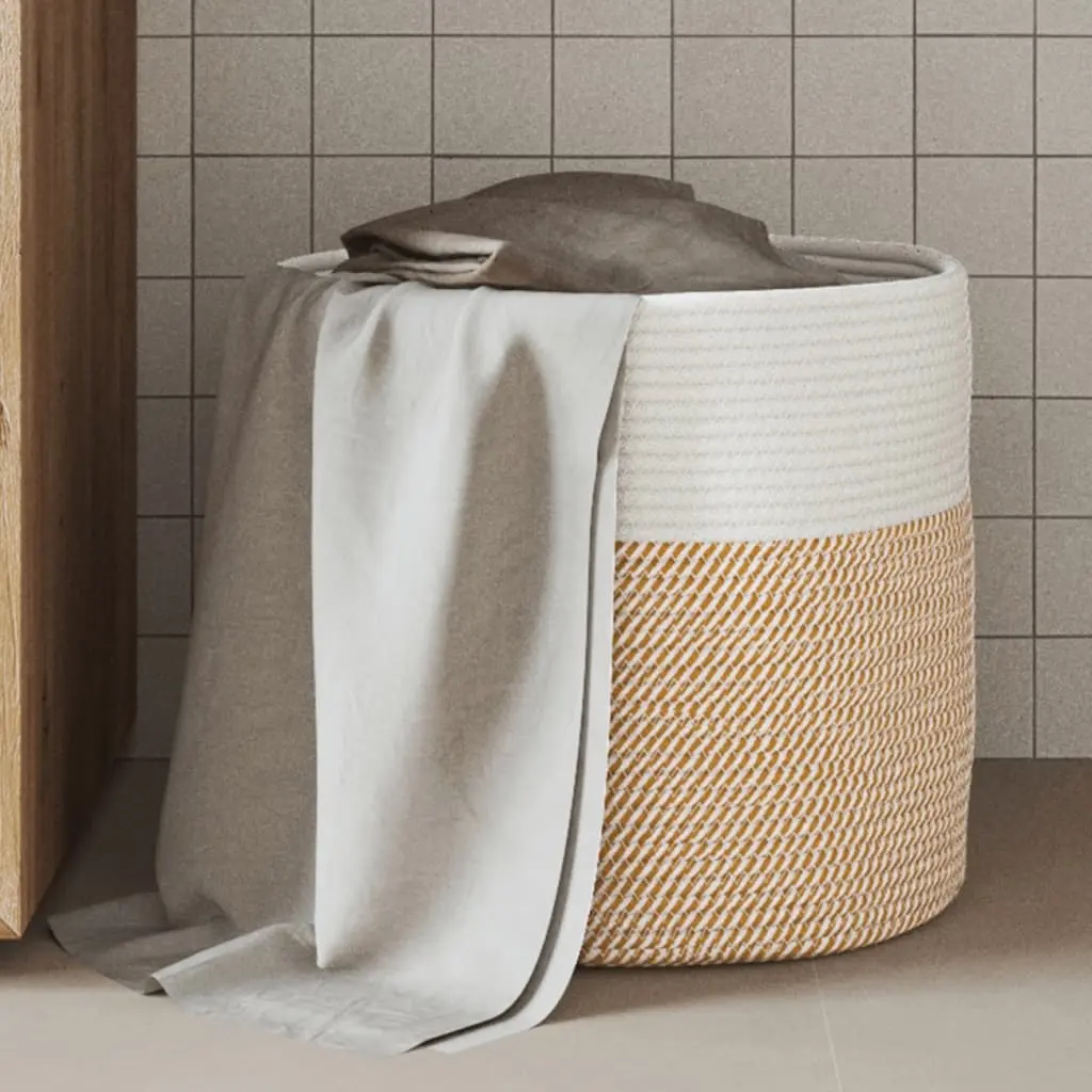 vidaXL Oppbevaringskurv brun og hvit Ø40x35 cm bomull