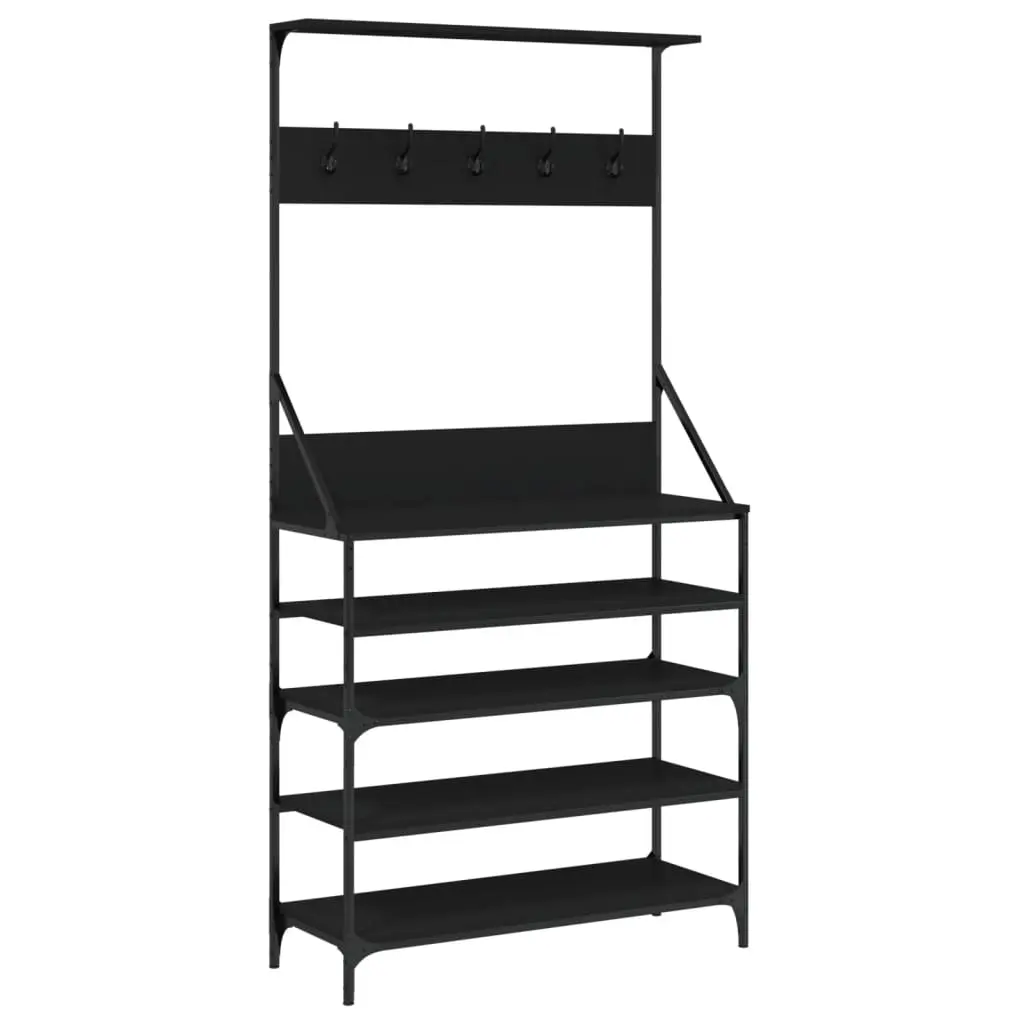 vidaXL Klesstativ med skooppbevaring svart 90x34x184 cm