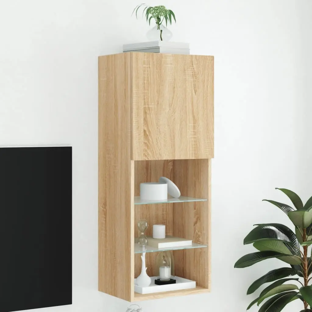 vidaXL TV-benk med LED-lys sonoma eik 40,5x30x102 cm