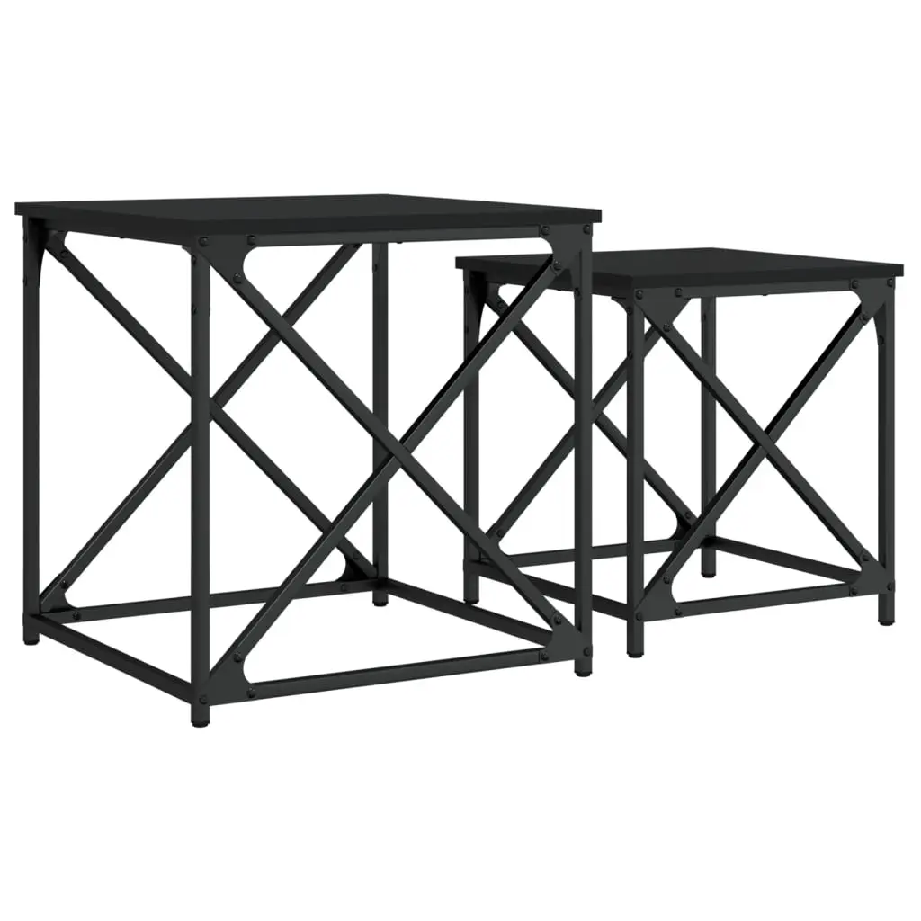vidaXL Stablebare salongbord 2 stk svart konstruert tre