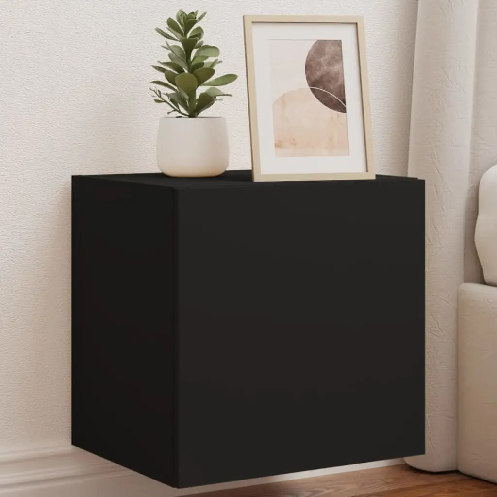 vidaXL Vegghengte TV-benker med LED 2 stk svart 40,5x35x40 cm