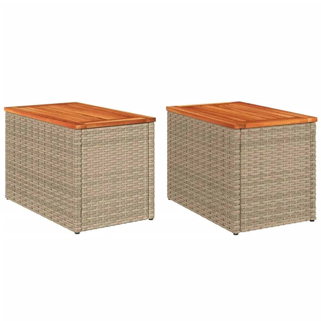 vidaXL Hagebord 2 stk beige 55x34x37 cm polyrotting heltre