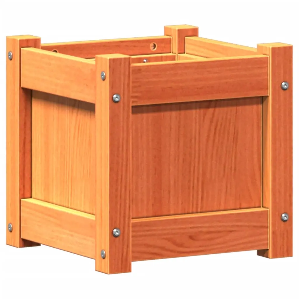vidaXL Hageplantekasse voksbrun 31x31x31 cm heltre furu