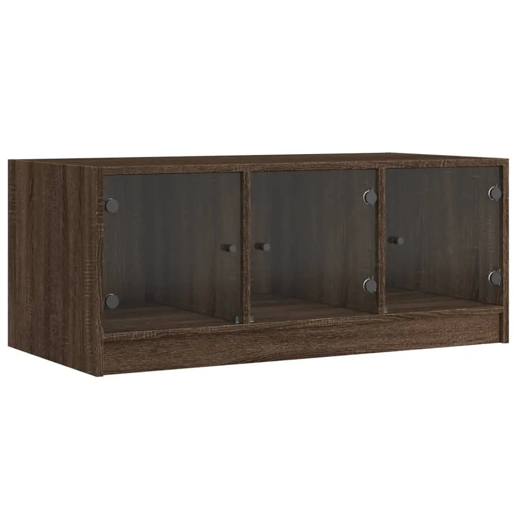 vidaXL Salongbord med glassdører brun eik 102x50x42 cm