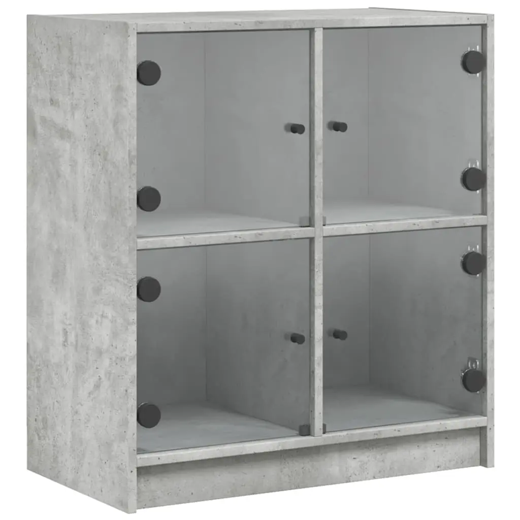 vidaXL Sideskap med glassdører betonggrå 68x37x75,5 cm