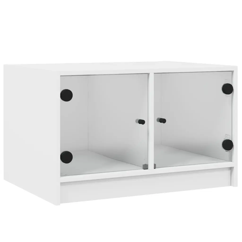 vidaXL Salongbord med glassdører hvit 68x50x42 cm