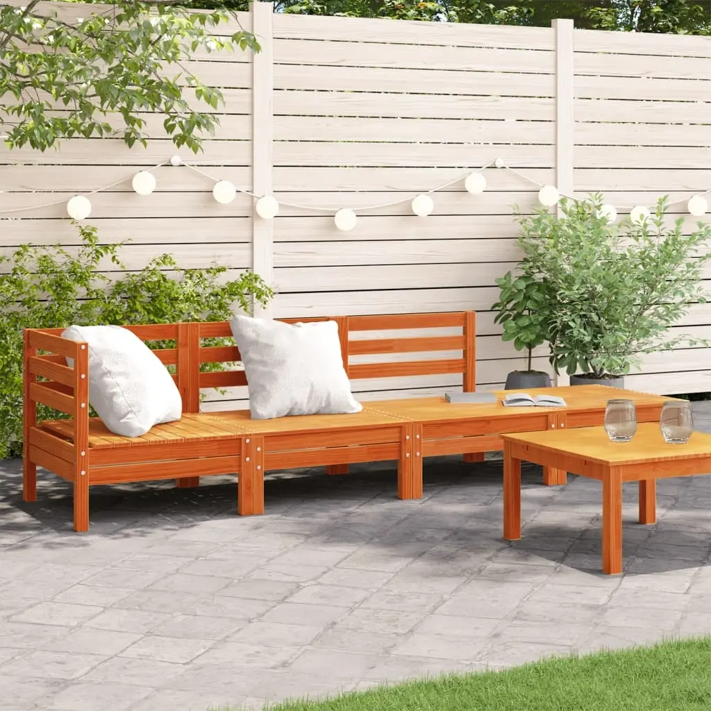 vidaXL Hagebenk 4-seters voksbrun heltre furu