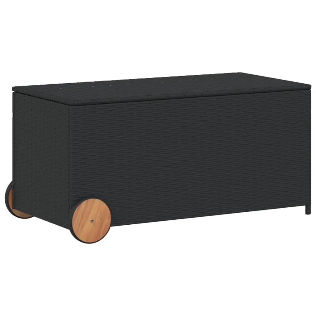 vidaXL Putekasse med hjul svart 190L cm polyrotting
