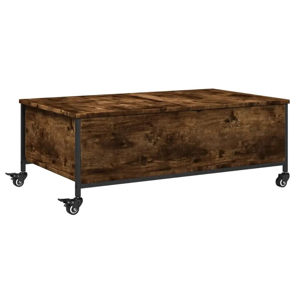 vidaXL Salongbord med hjul svart 91x55x34 cm konstruert tre