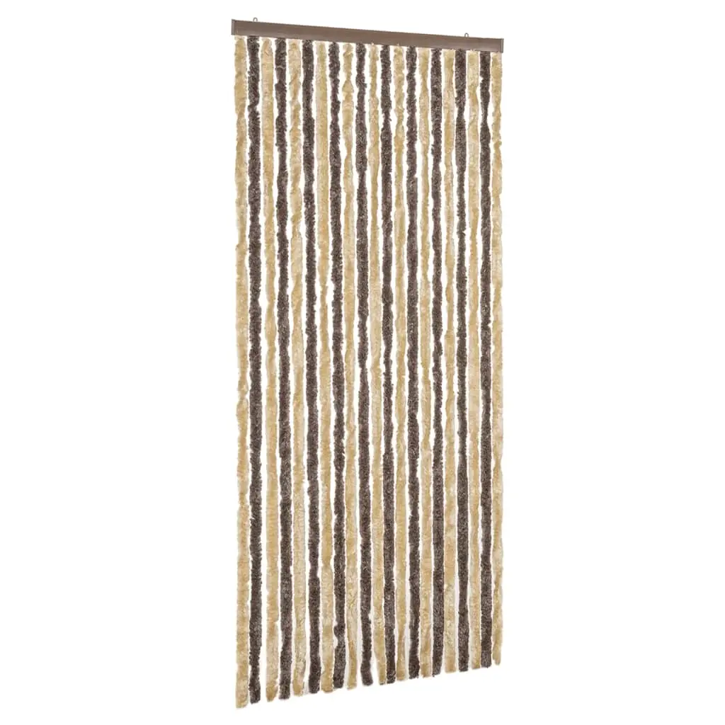 vidaXL Fluegardin mørkebrun og beige 90x220 cm chenille