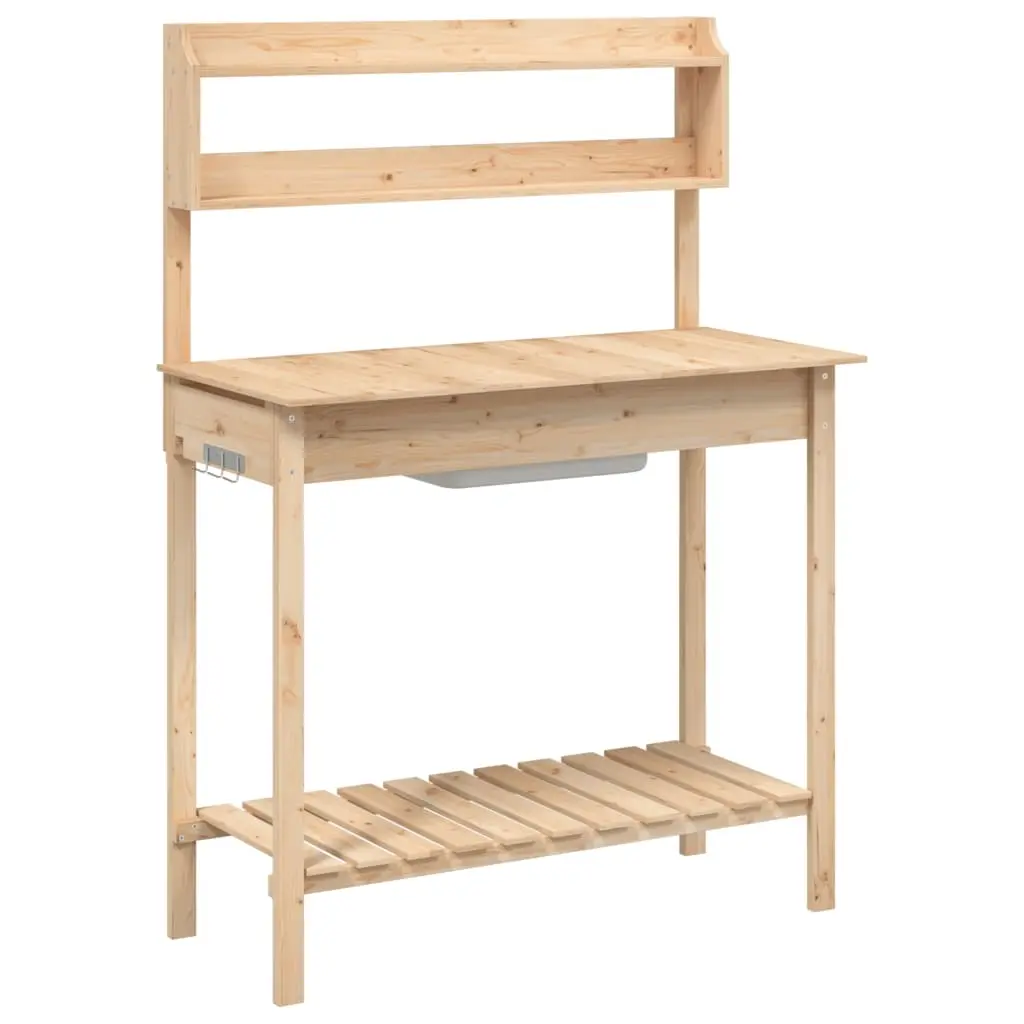 vidaXL Pottebord med vask 147,5x44x139,5 cm heltre gran