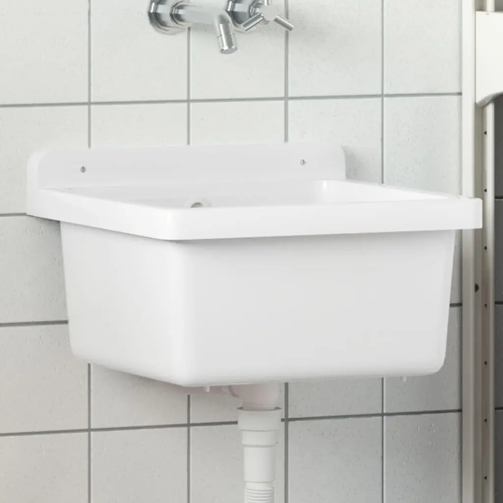 vidaXL Veggmontert servant hvit 40x40x24 cm harpiks