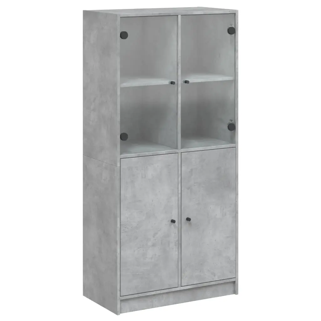 vidaXL Highboard med dører betonggrå 68x37x142 cm konstruert tre