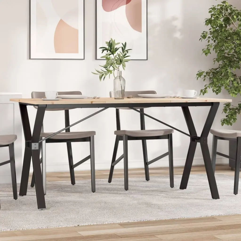 vidaXL Spisebord Y-ramme 140x80x75 cm heltre furu og stål