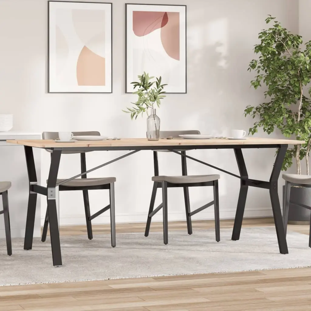 vidaXL Spisebord Y-ramme 180x90x75 cm heltre furu og stål