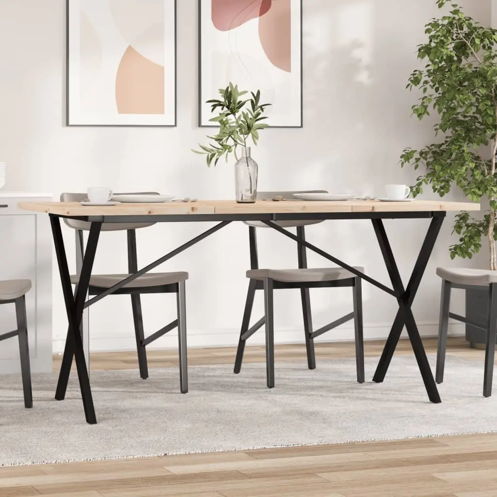 vidaXL Spisebord X-ramme 160x80x75,5 cm heltre furu og stål