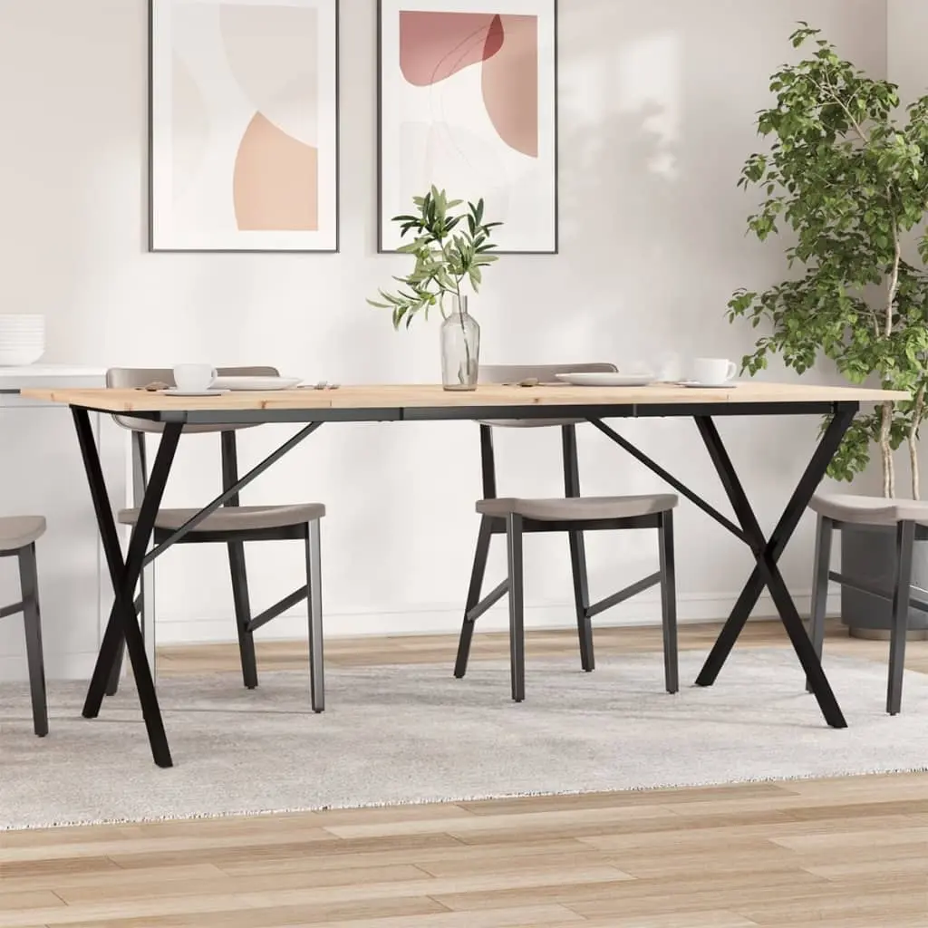 vidaXL Spisebord X-ramme 180x90x75 cm heltre furu og stål