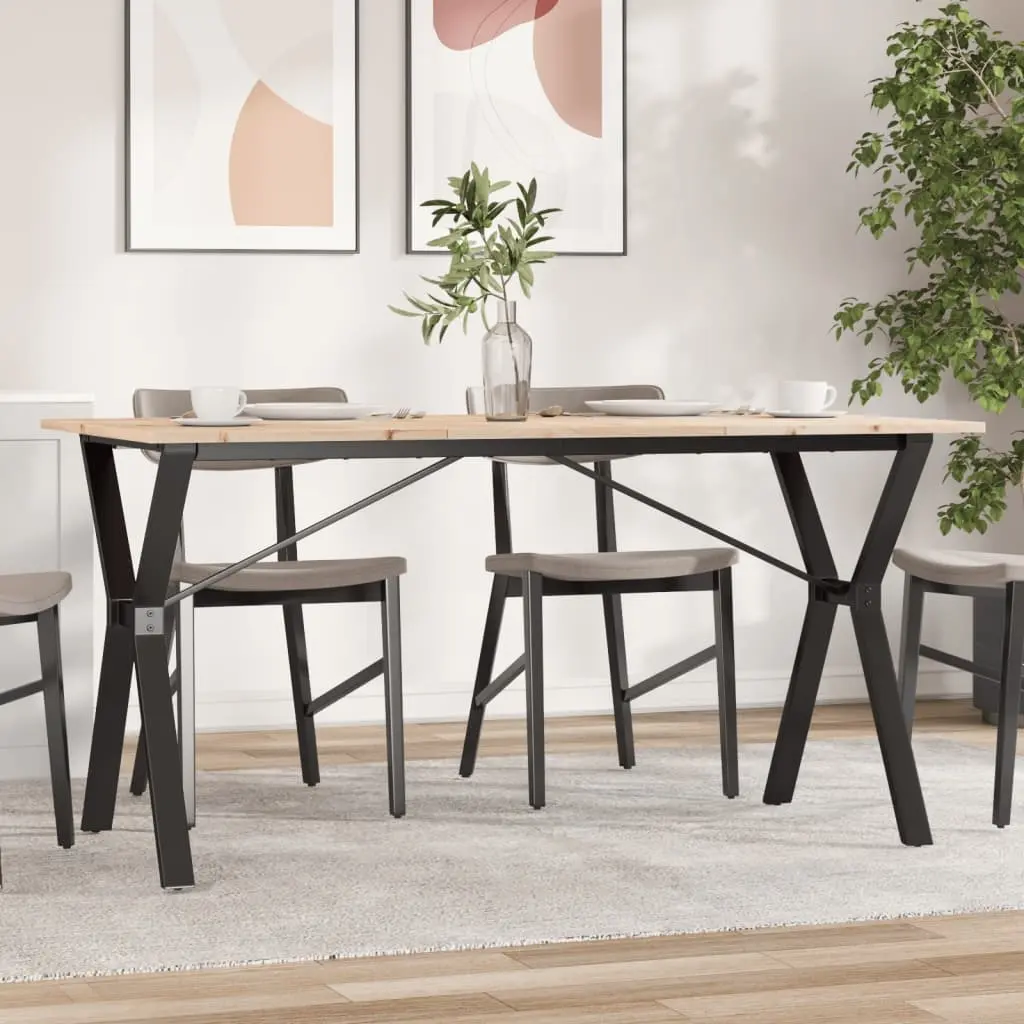 vidaXL Spisebord Y-ramme 160x80x75 cm heltre furu og stål