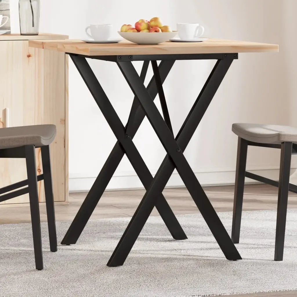 vidaXL Spisebord X-ramme 70x70x75,5 cm heltre furu og stål