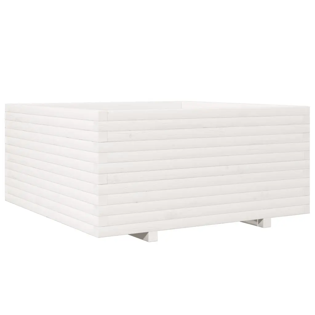 vidaXL Plantekasse hvit 100x100x49,5 cm heltre furu