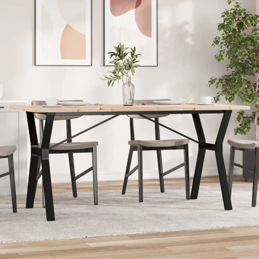vidaXL Spisebord Y-ramme 160x80x75,5 cm heltre furu og stål