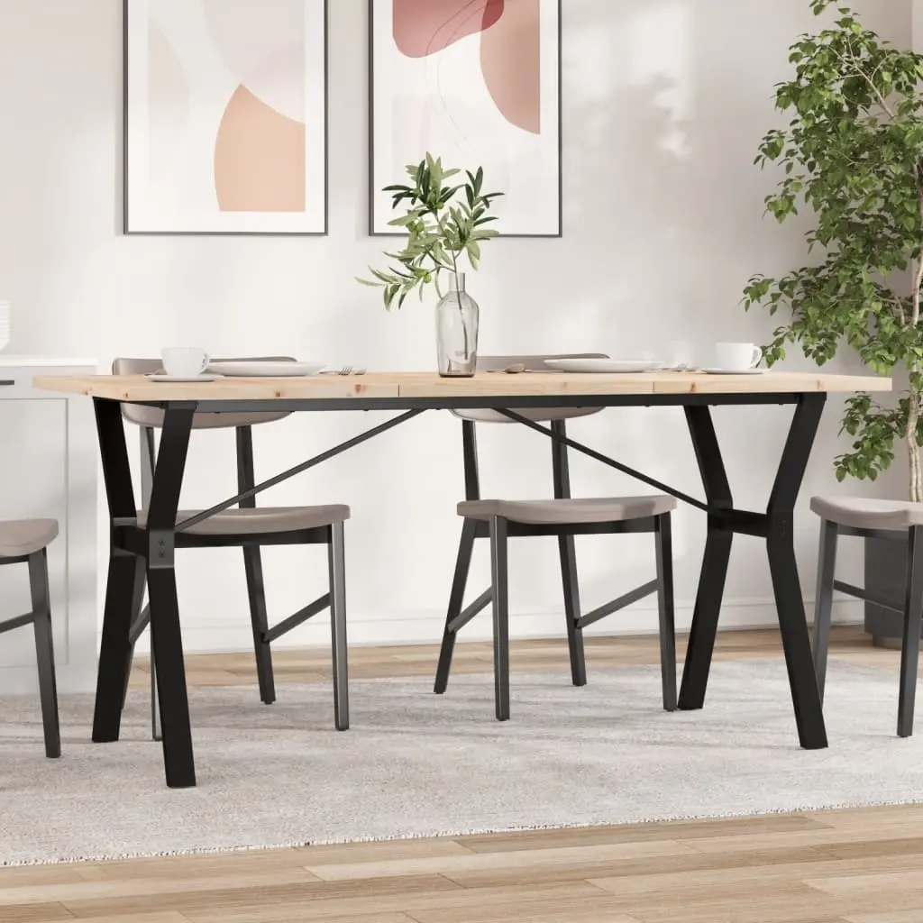 vidaXL Spisebord Y-ramme 140x80x75,5 cm heltre furu og stål