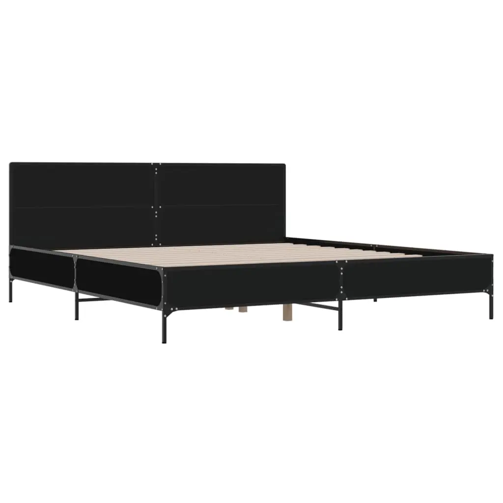 vidaXL Sengeramme svart 200x200 cm konstruert tre og metall