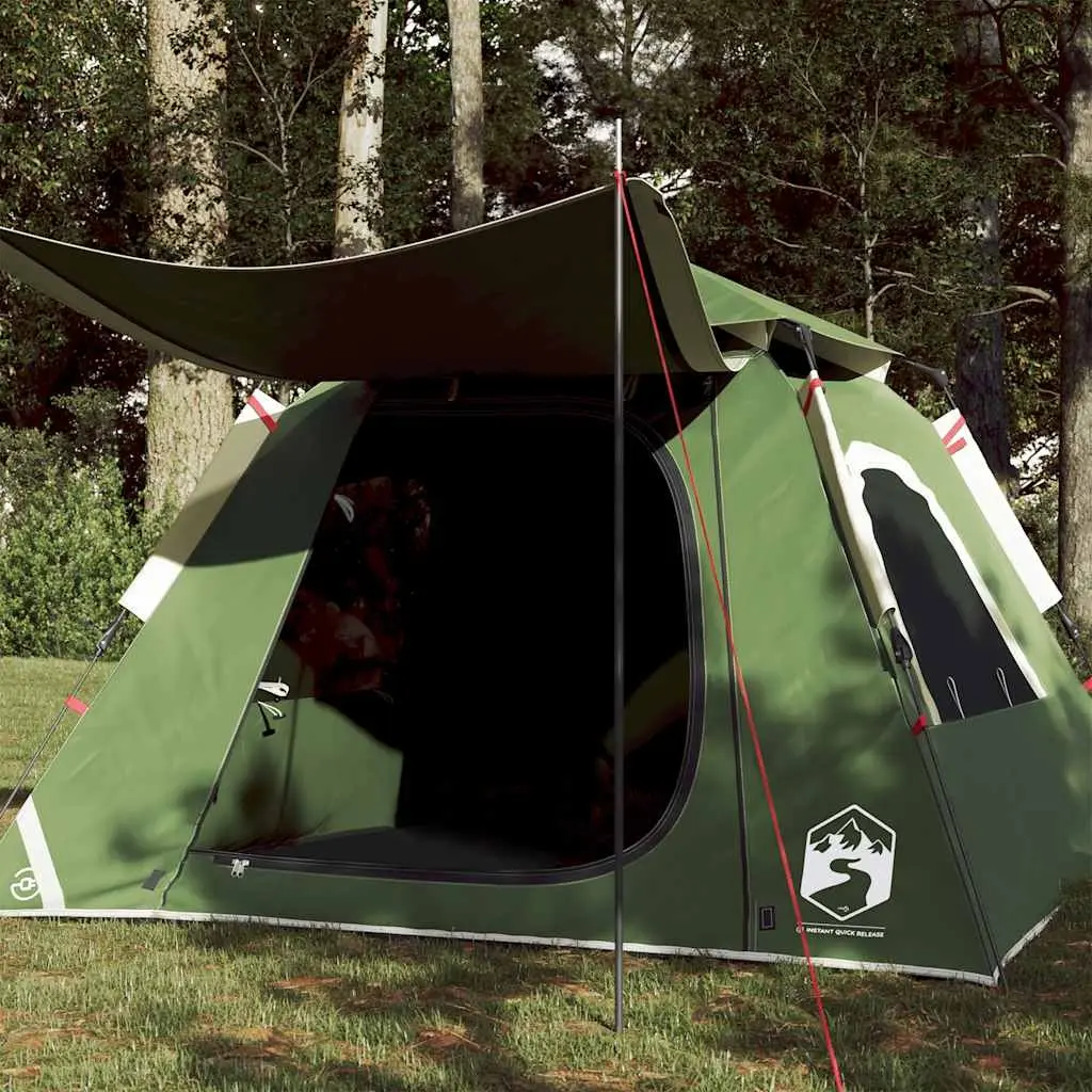 vidaXL Kuppeltelt for camping 4 personer grønn hurtigutløser