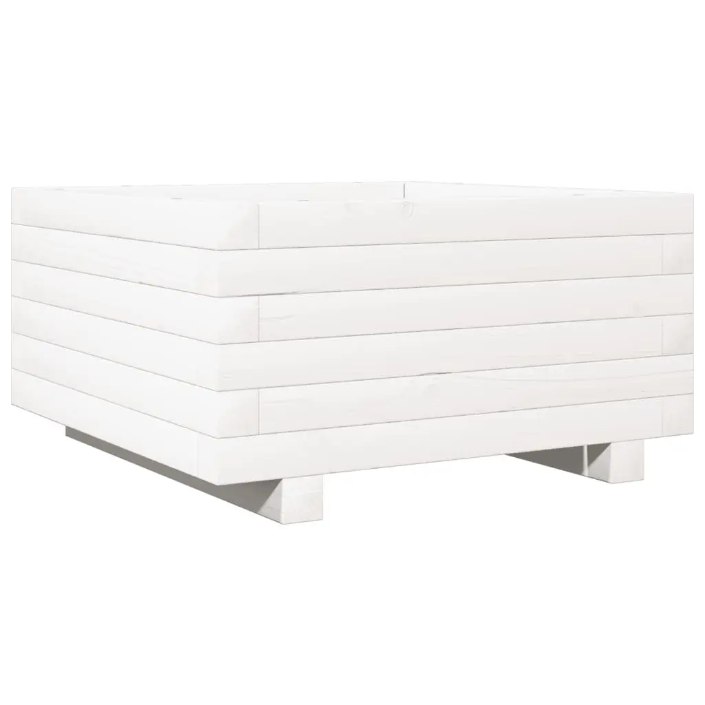 vidaXL Plantekasse hvit 50x50x26,5 cm heltre furu