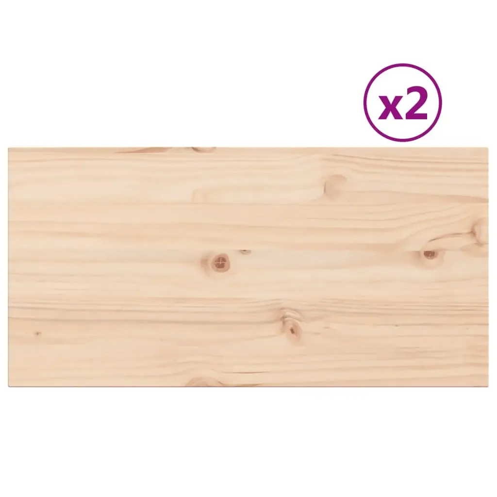vidaXL Bordplater 2 stk 80x40x2,5 cm rektangulær heltre furu