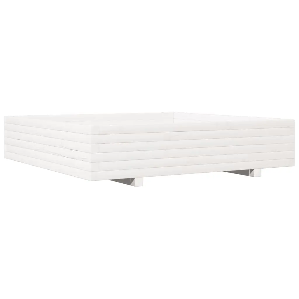 vidaXL Plantekasse hvit 110x110x26,5 cm heltre furu