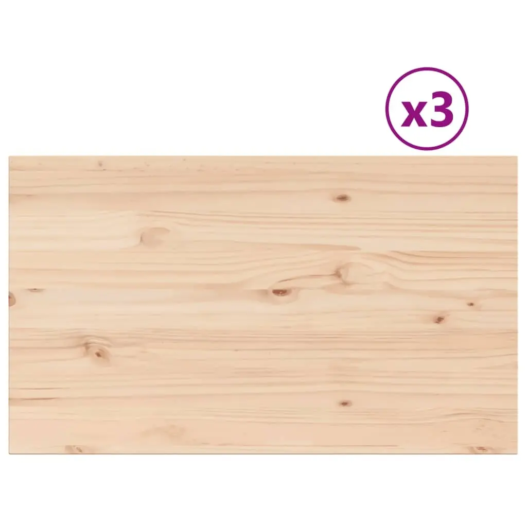 vidaXL Bordplater 3 stk 80x47x1,7 cm rektangulær heltre furu