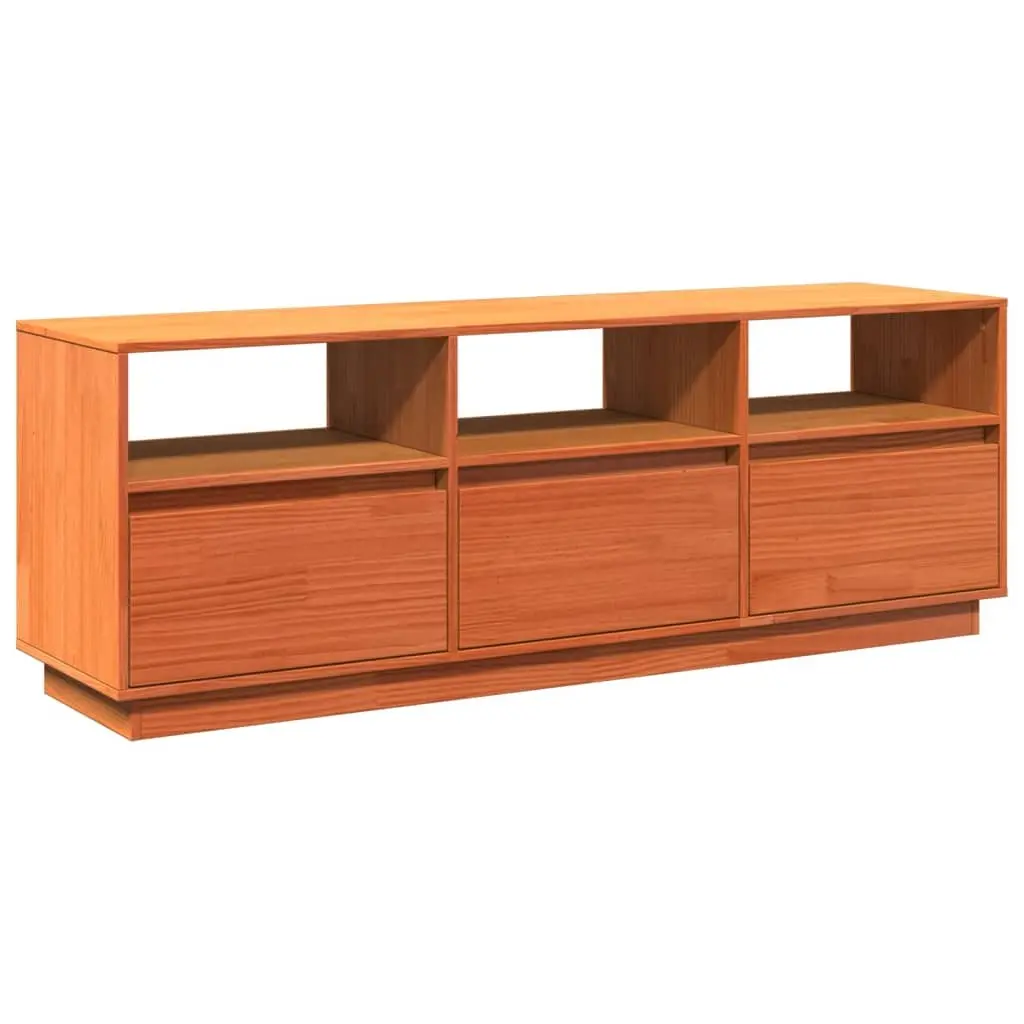 vidaXL TV-benk voksbrun 140x37x50 cm heltre furu