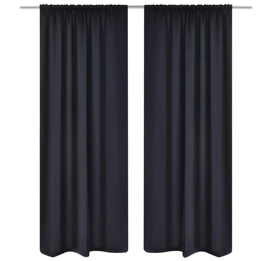 vidaXL 2stk Svarte Mørkleggingsgardiner med Stang 135 x 245 cm