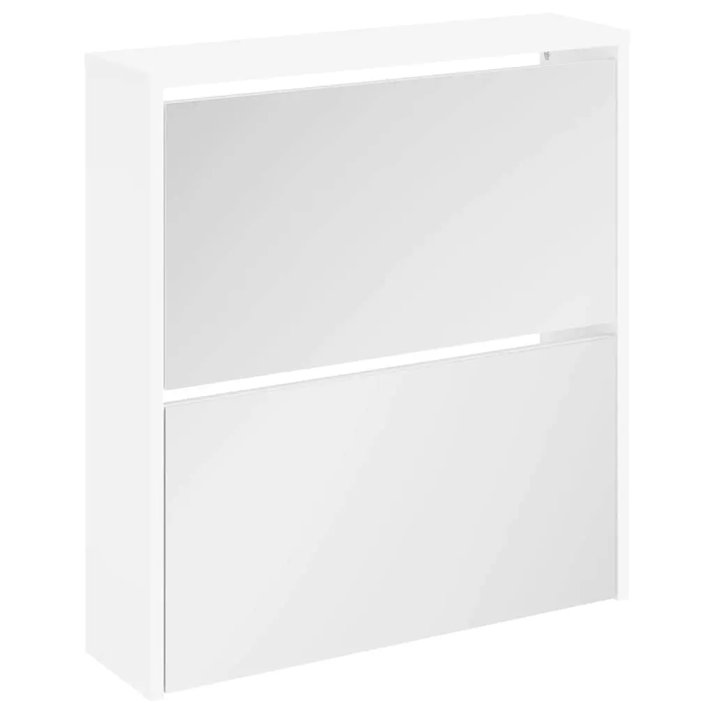 vidaXL Skoskap 2 høyder speil hvit 63x17x67 cm