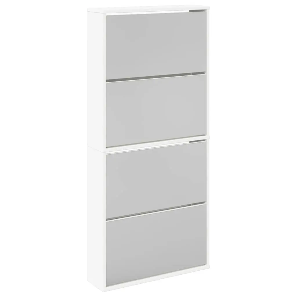 vidaXL Skoskap 4 hyller speil hvit 63x17x134 cm