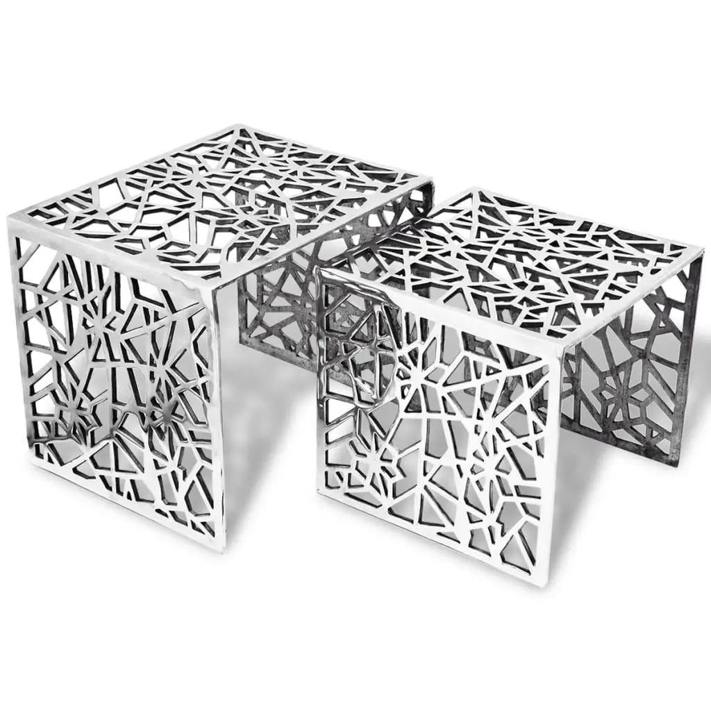vidaXL To-delers Sidebord Kvadratisk Aluminium Sølv