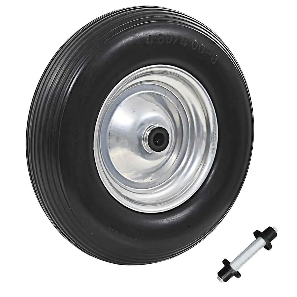vidaXL Trillebårhjul med aksel solid PU 4,00-8 390 mm